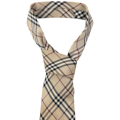 Vintage 2000s Burberry Nova Check Silk Tie | O/S, Beige