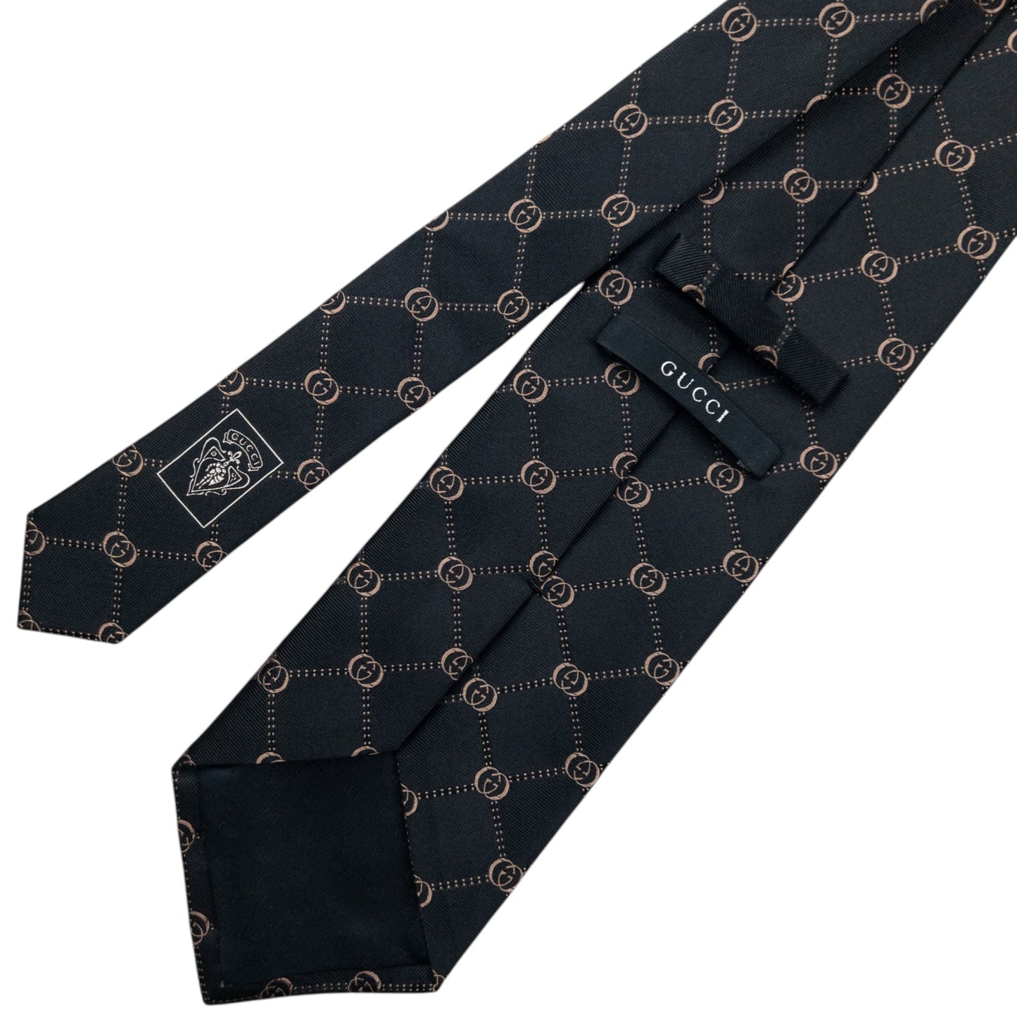 Vintage 2000s Gucci Monogram Silk Tie | O/S, Black