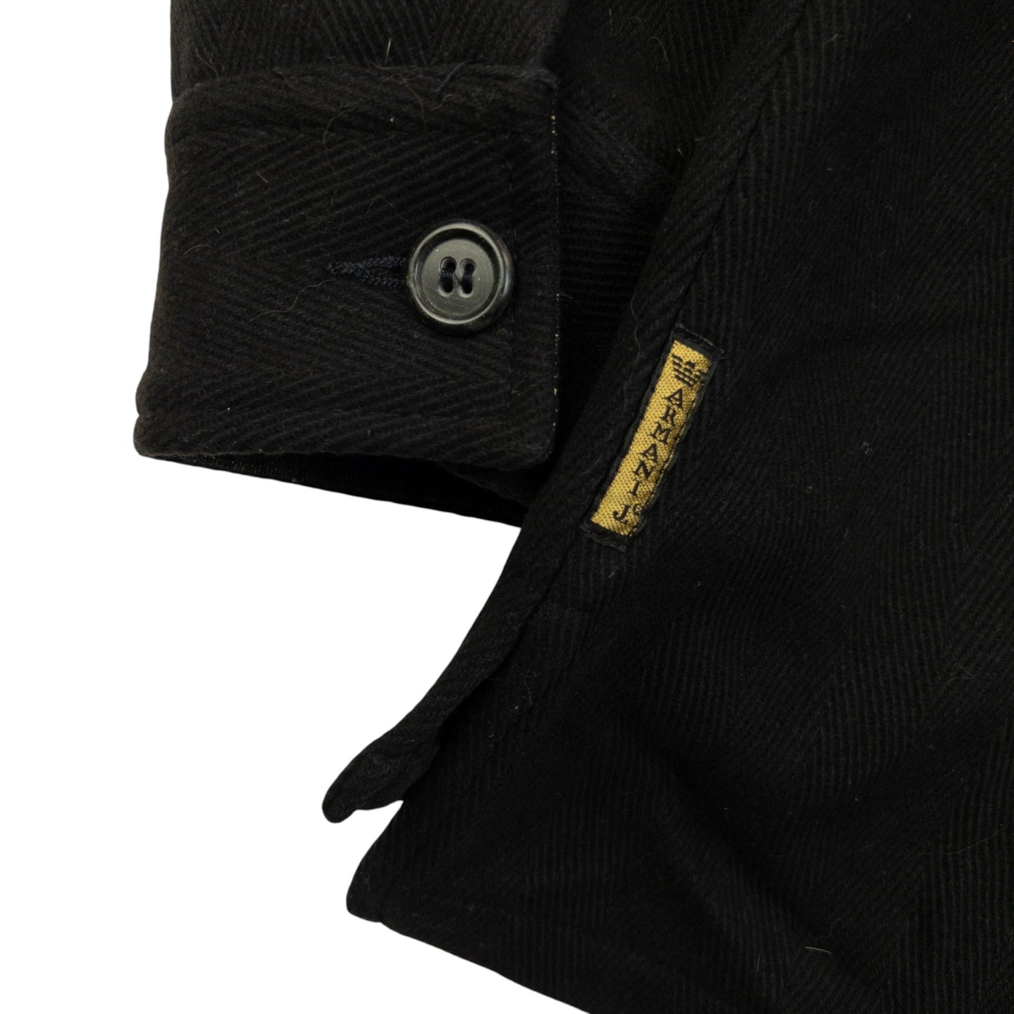 Vintage 2000s Armani Jeans Zip Up Wool Jacket Size L | Large, Black