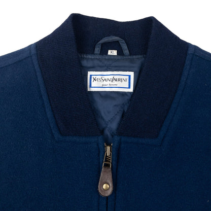 Vintage 80s YSL Yves Saint Laurent Cashmere Bomber Jacket Size XL | XL, Navy
