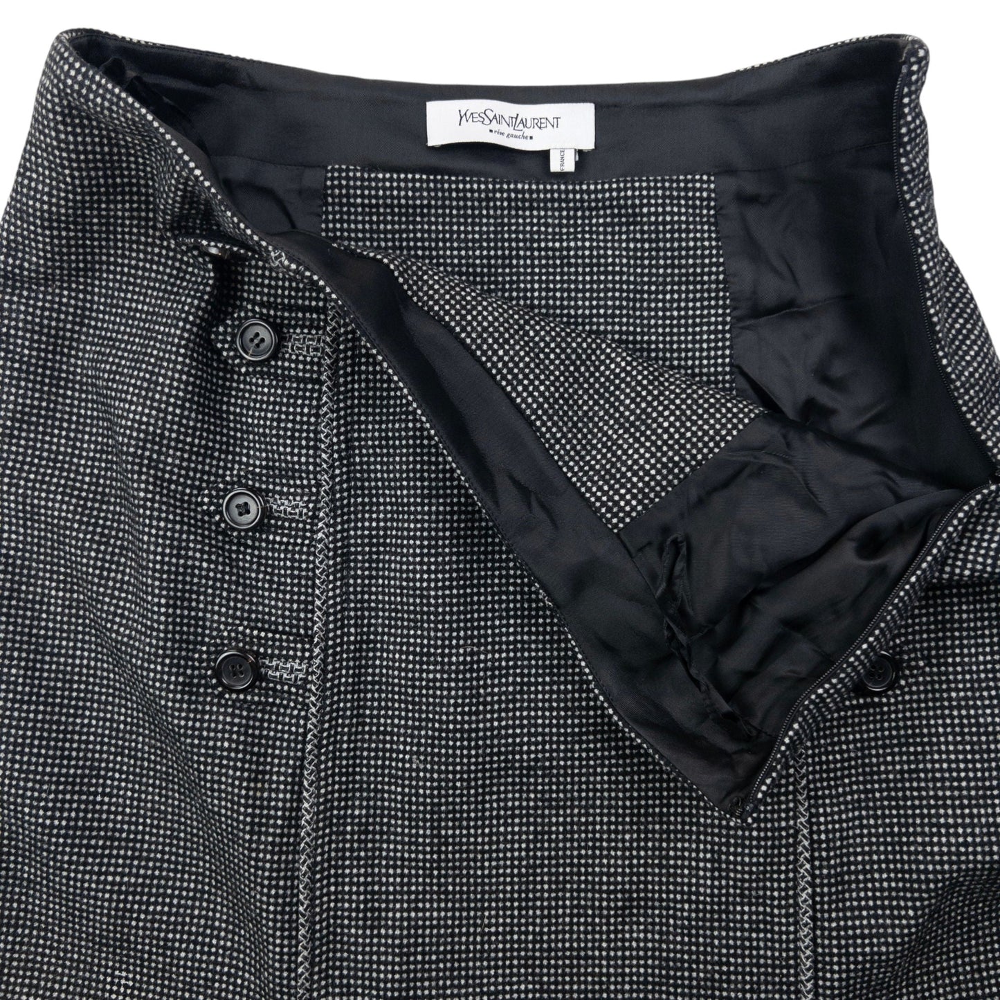 Vintage 2000s YSL Yves Saint Laurent By Tom Ford Button Skirt Womens Size W30 | W30, Black