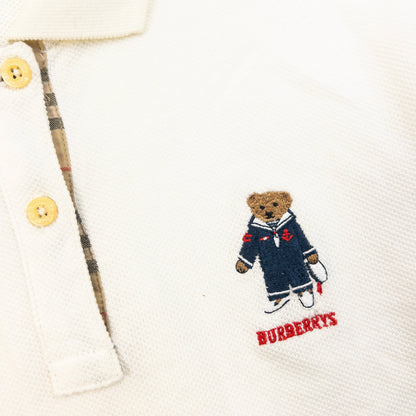 Vintage 90s Burberry Nautical Bear Long Sleeve Polo Shirt Womens Size S | Small, Red