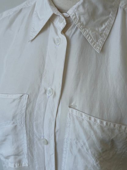 Vintage 1990s Pure Silk Sleeveless Shirt - L