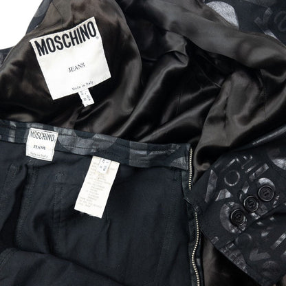 Vintage 90s Moschino Jeans Love All Over Jacket & Trousers Suit Set Womens Size M | Medium, Black