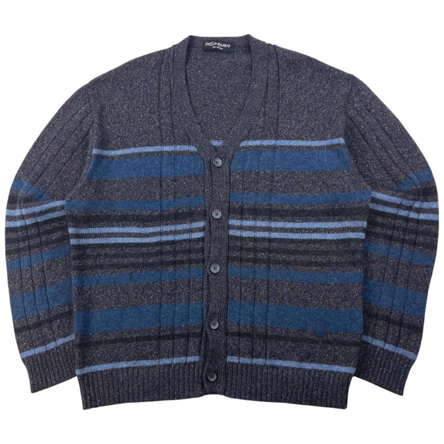 Vintage 90s YSL Yves Saint Laurent Wool Knit Button Up Cardigan Size XL