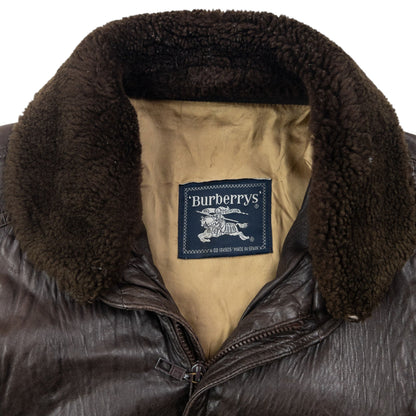Vintage 80s Burberry Zip Up Leather Jacket Size XL | XL, Brown