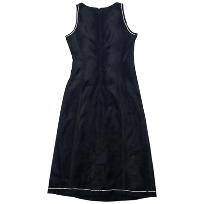 Vintage Armani Jeans Velour Diamonte Trim Dress Womens Size S