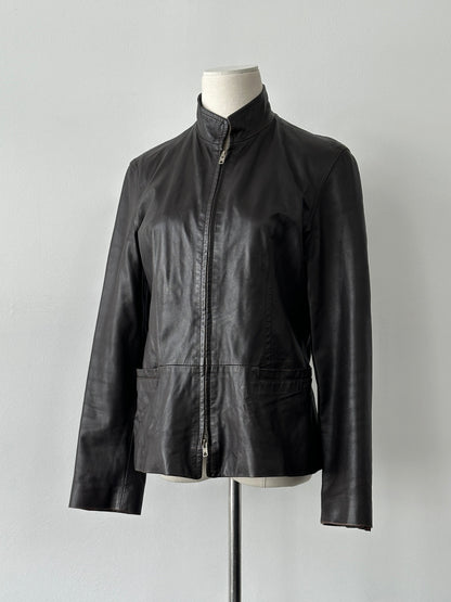 Vintage 1990s Double Zip Leather Jacket - S-M