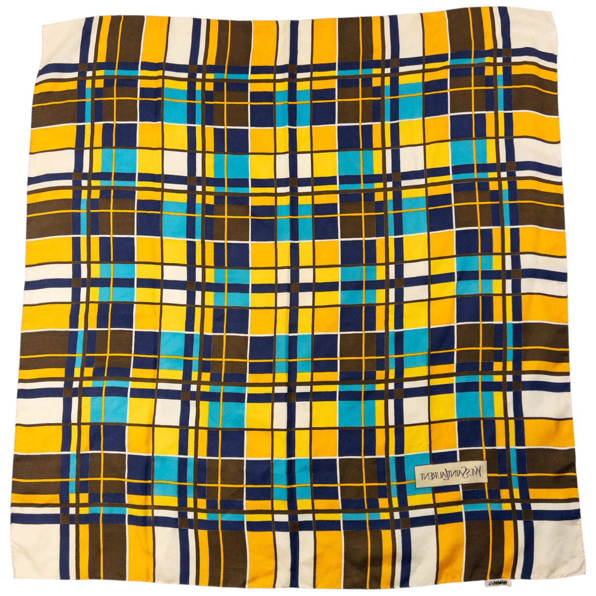 Vintage 80s YSL Yves Saint Laurent Checkered Silk Scarf | O/S, Red