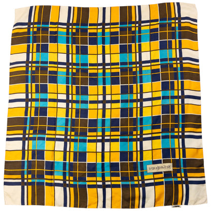 Vintage 80s YSL Yves Saint Laurent Checkered Silk Scarf | O/S, Red