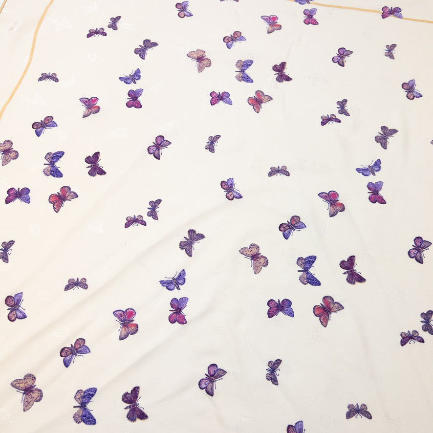 Vintage 2000s Dior Butterfly Print Silk Scarf | O/S, Cream