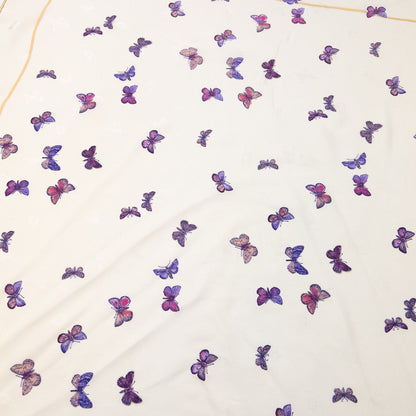 Vintage 2000s Dior Butterfly Print Silk Scarf | O/S, Cream
