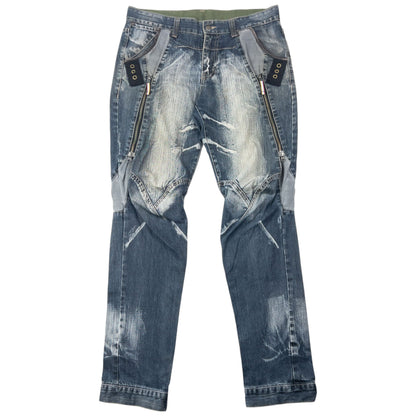 Vintage 2000s PPFM Multi Zip Denim Jeans Size W34 | W34, Grey