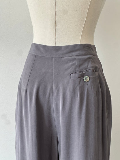 Vintage 1990s Pure Silk Tapered Leg Tailored Trousers - W25