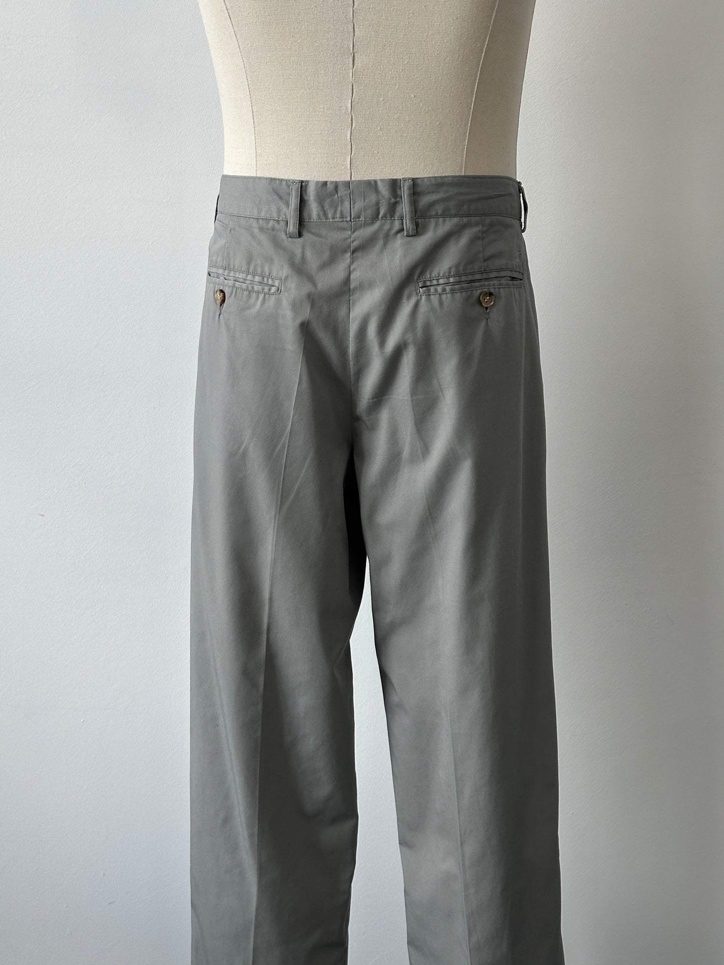 Vintage 1990s Cotton Straight Leg Pleated Trousers - W36