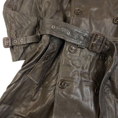 Vintage Burberry Nova Check Lined Belt Waist Leather Trench Jacket Size M | Medium, Brown