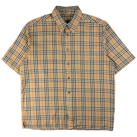 Vintage Burberry Nova Check Short Sleeve Button Up Shirt Size M