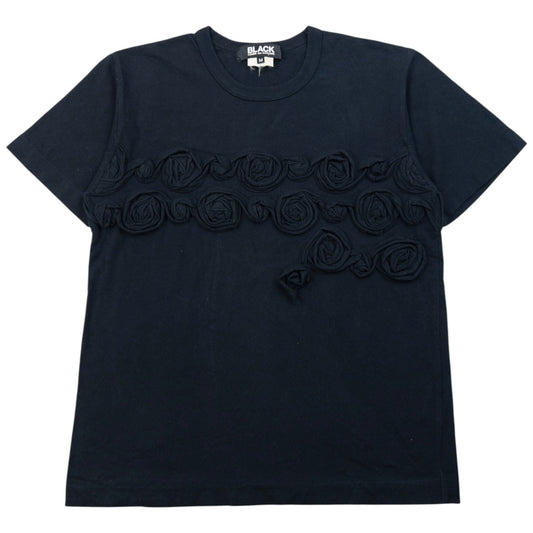 Vintage Comme Des Garçons BLACK Spiral Floral T Shirt Womens Size M | Medium, Black