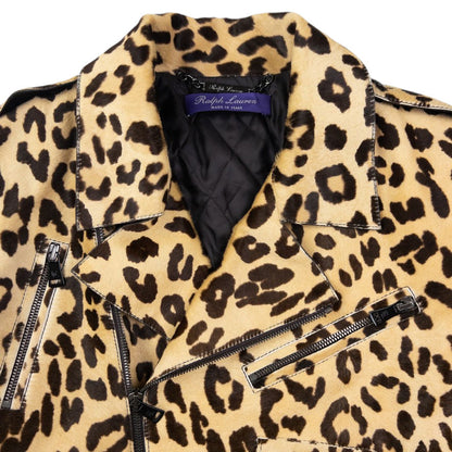 Vintage Ralph Lauren Purple Label Cropped Leopard Print Jacket Womens Size M