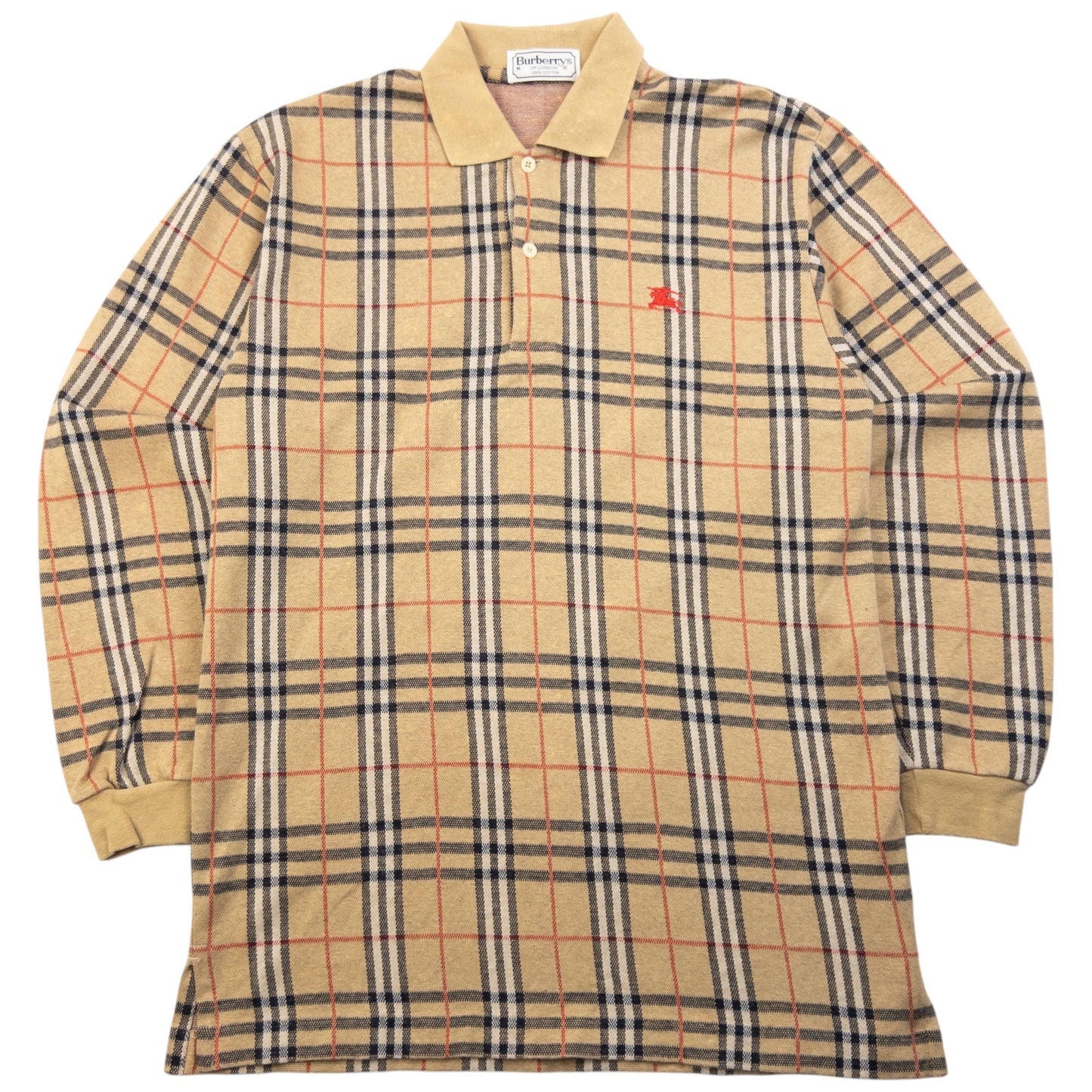 Vintage 90s Burberry Nova Check Polo Jumper Size M | Medium, Beige