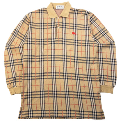 Vintage 90s Burberry Nova Check Polo Jumper Size M | Medium, Beige