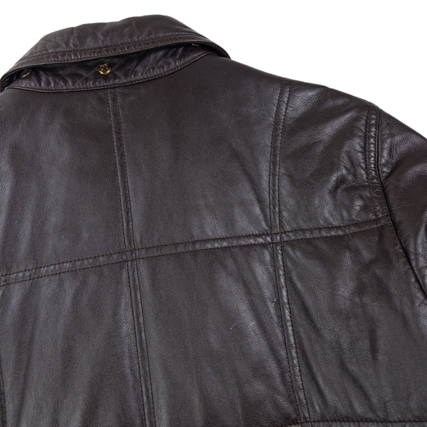 Vintage 80s Burberry Nova Check Lined Leather Jacket Womens Size XL | XL, Brown