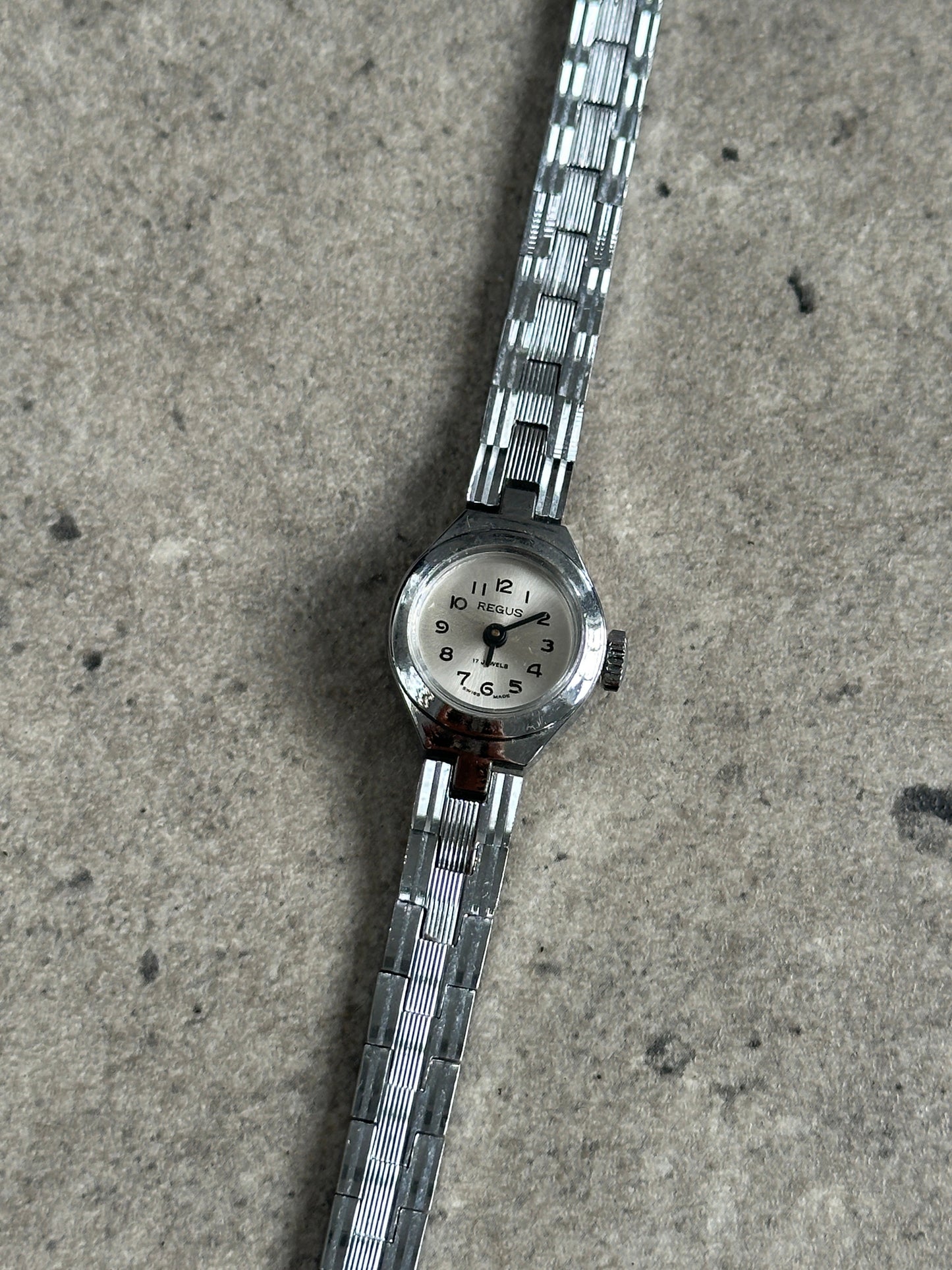 Regus 1970s Swiss Silver ToneJewel Mechanical Watch