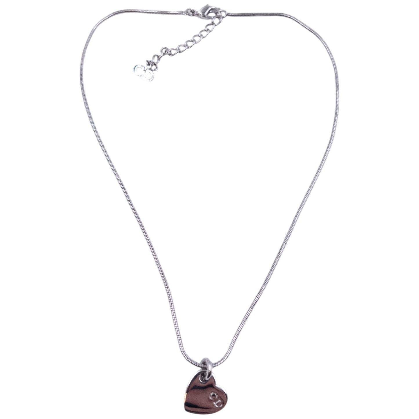 Vintage Dior Silver Heart Charm Necklace