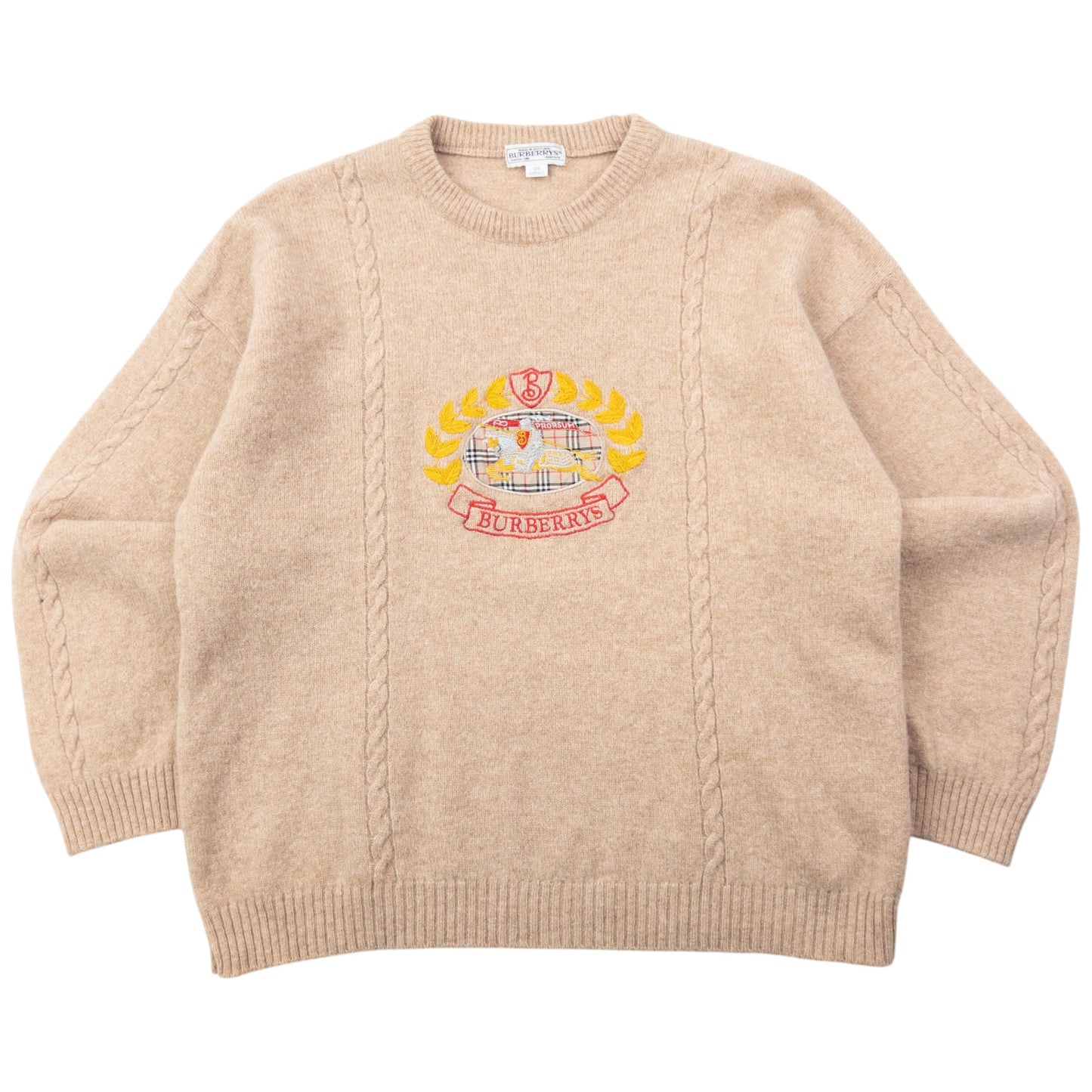 Vintage 90s Burberry Embroidered Wool Jumper Size XS