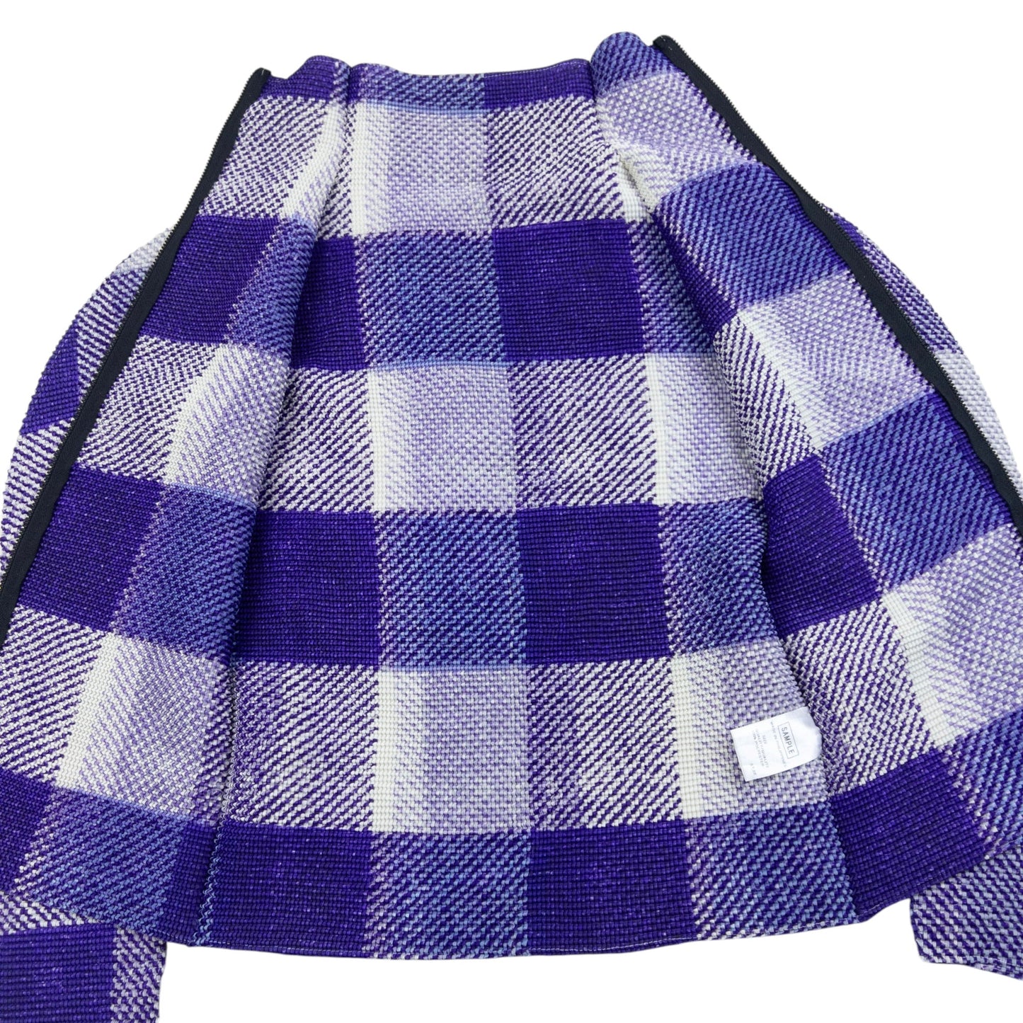 Vintage 90s Issey Miyake Checkered Zip Cardigan Womens SAMPLE Size S | Small, Purple