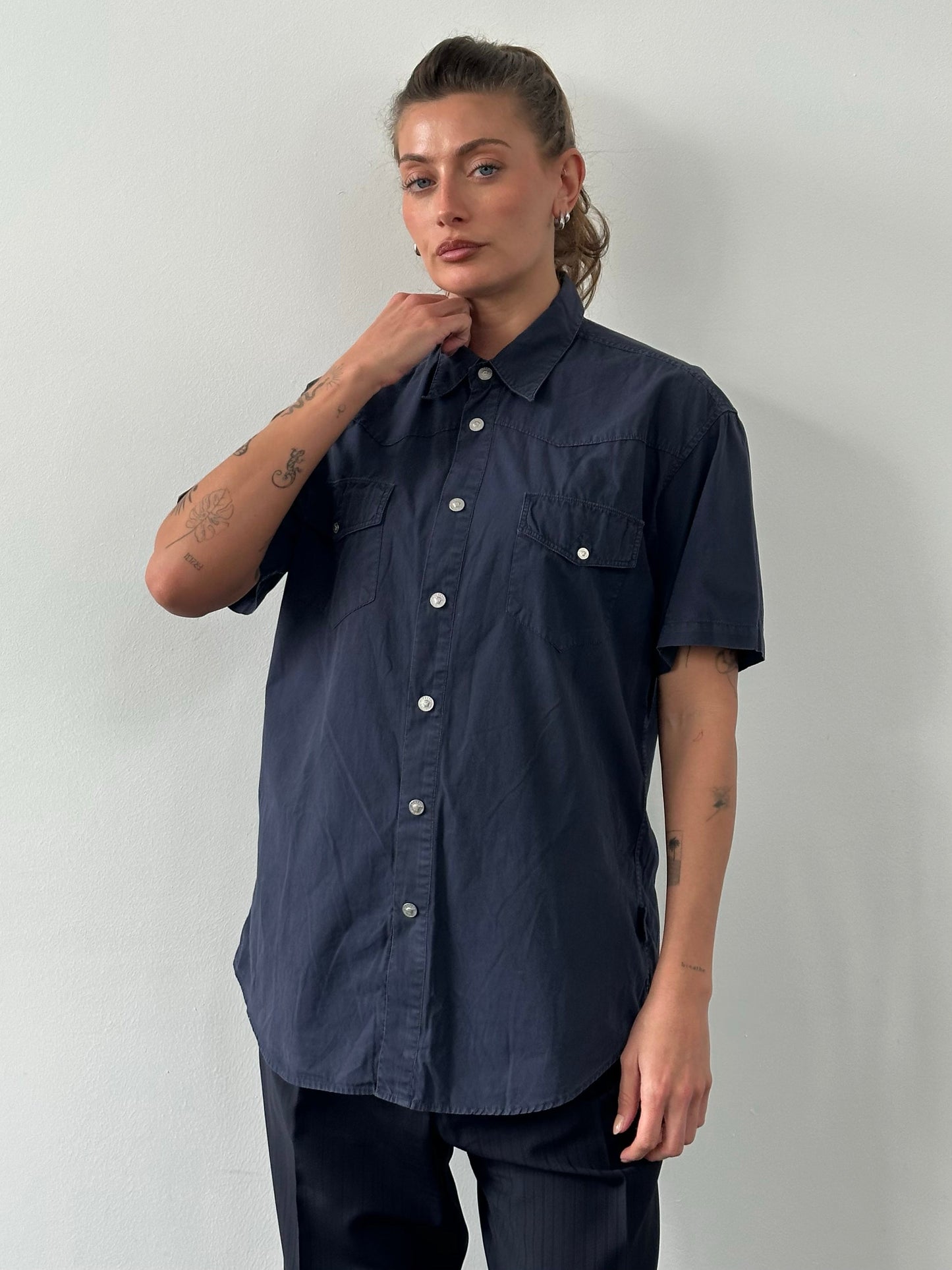 Versace Jeans Couture 1990s Bespoke Button Short Sleeve Shirt - L