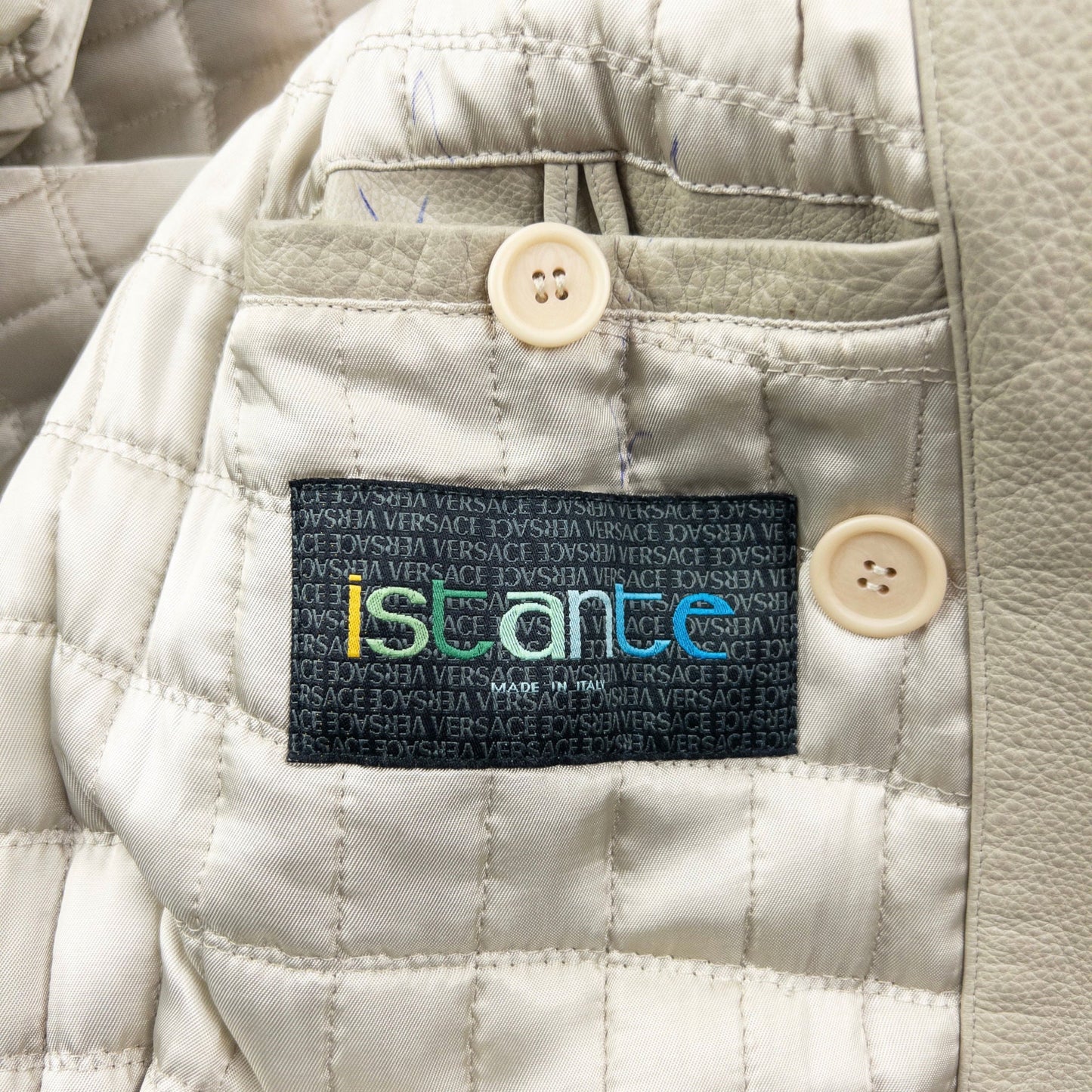 Vintage 90s Versace Istante Button Up Leather Jacket Size XL | XL, Multicoloured