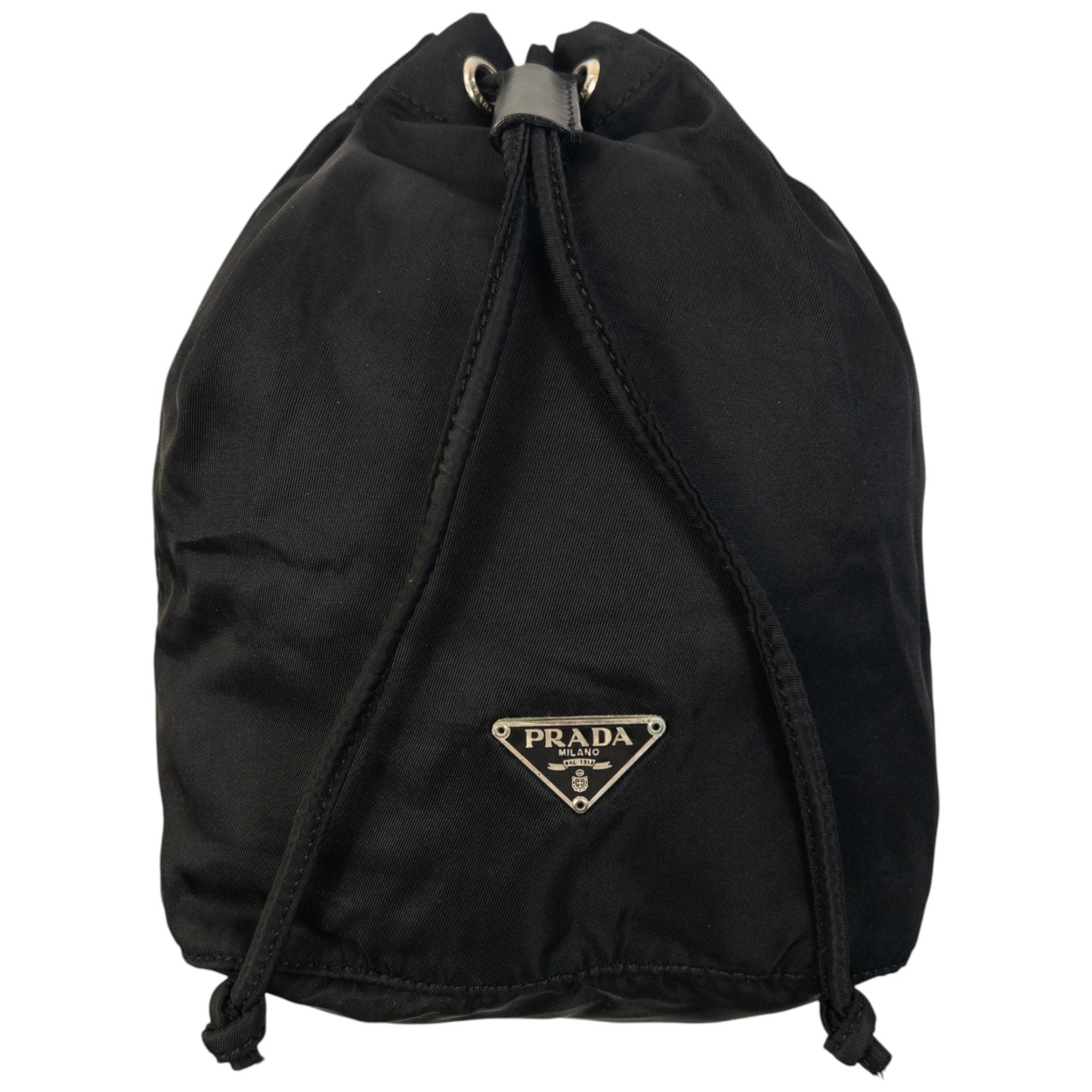 Vintage 90s Prada Drawstring Pouch Bag | O/S, Black