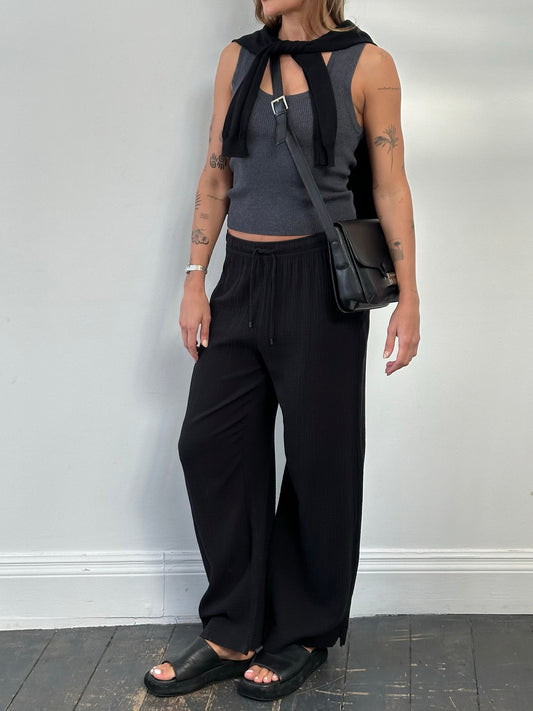 DKNY Beachwear 2000s Pure Cotton Wide Leg Trousers - W28-32