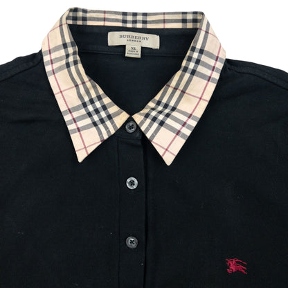 Vintage 2000s Burberry Nova Check Collar Long Sleeve Polo Shirt Womens Size XL | XL, Black