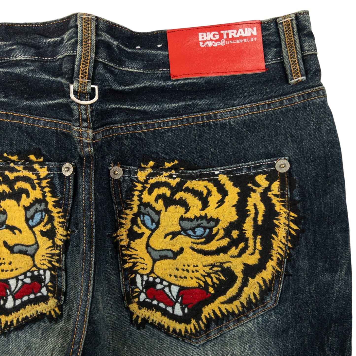 Vintage Big Train Embroidered Tiger Japanese Denim Jeans Size W35