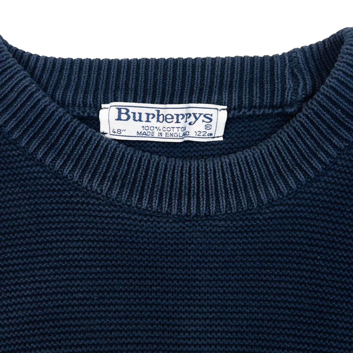 Vintage 90s Burberry Embroidered Knit Jumper Size L | Large, Navy