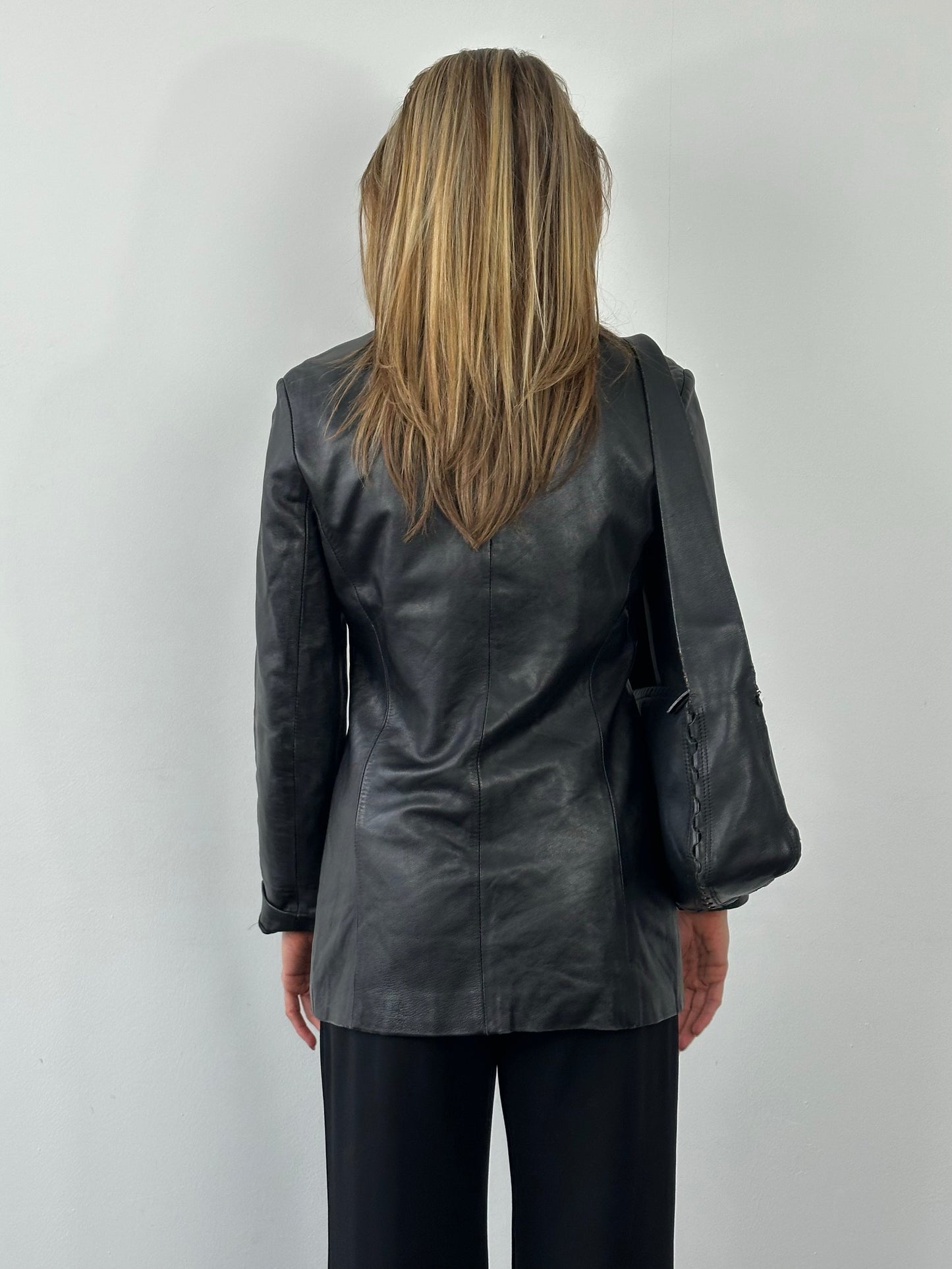 British Vintage 1990s Fitted Leather Jacket - S