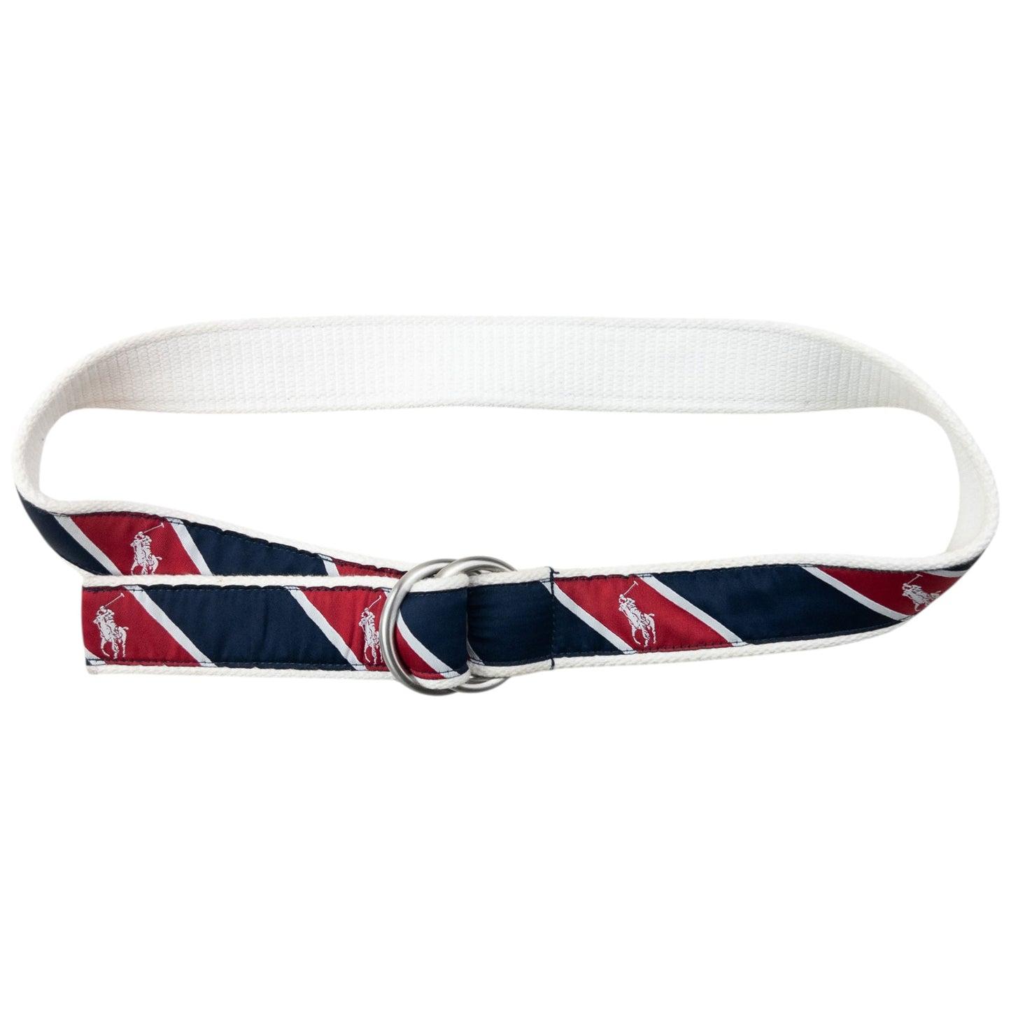 Vintage 90s Polo Ralph Lauren Striped Monogram Belt Size M | W30, Red, Navy