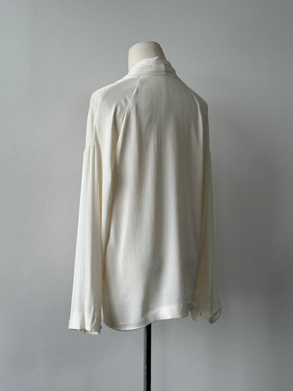 Winser London Pure Silk Minimal V Neck Top - M