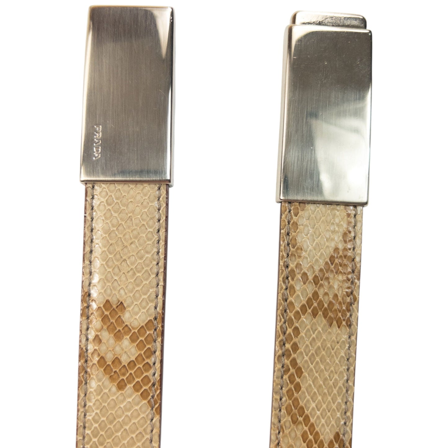 Vintage 2000s Prada Snakeskin Leather Belt Womens Size W25 | O/S, Beige