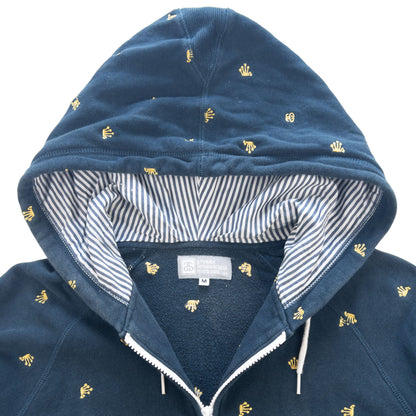 Vintage Stussy Crown Monogram Zip Up Hoodie Size M