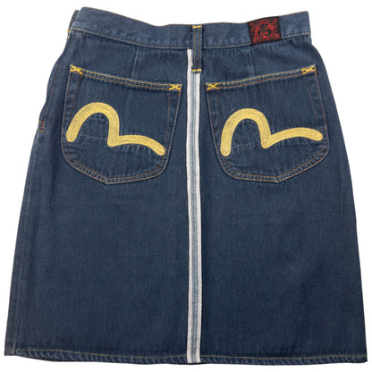Vintage Evisu Double Gull Embroidered Japanese Denim Skirt Womens Size W26