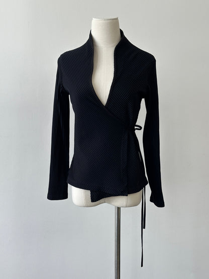 Anna Fontaine 2000s Ribbed Wrap Top - S