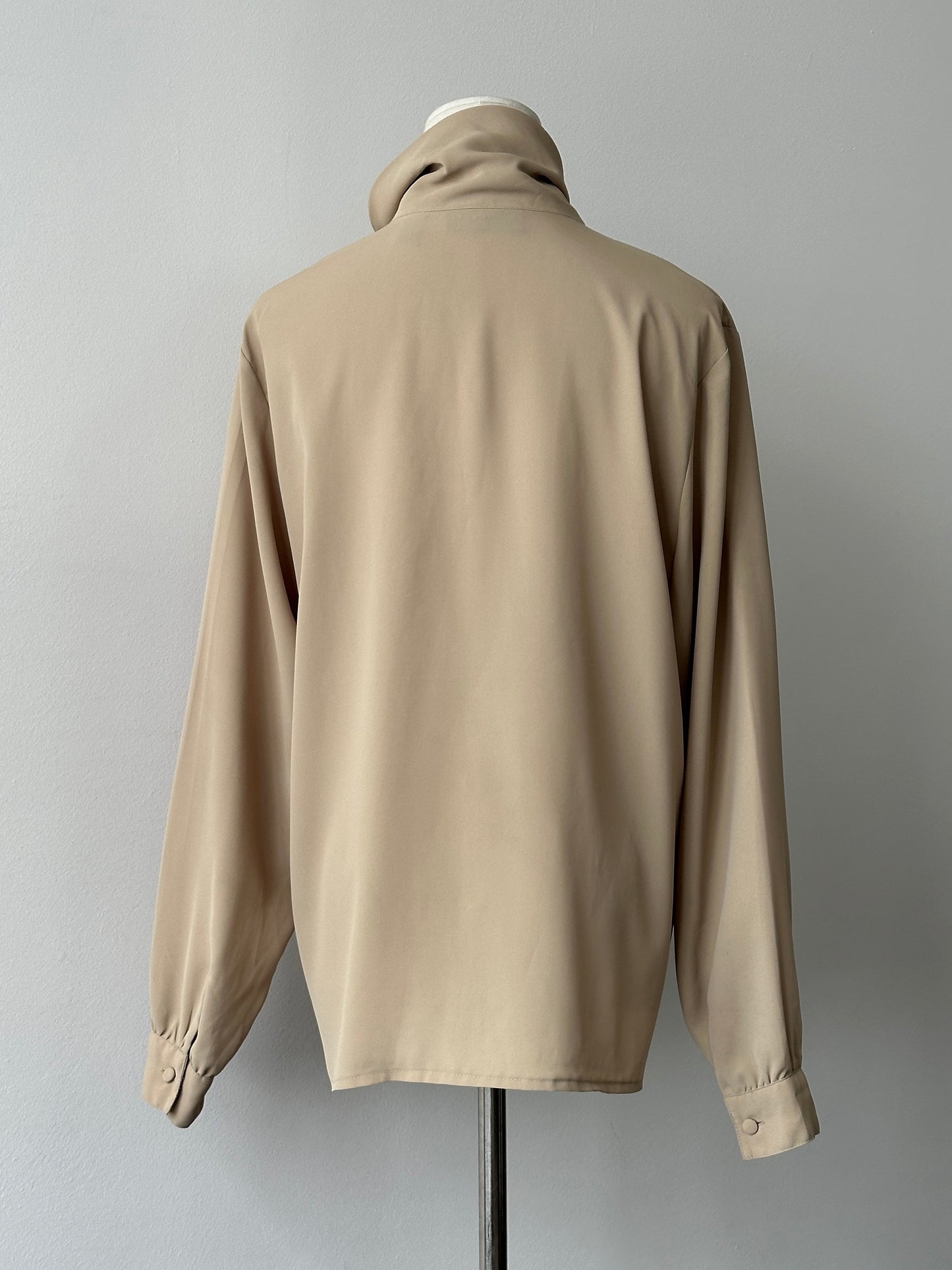 Vintage 1980s High Neck Pleated Shirt - M-L