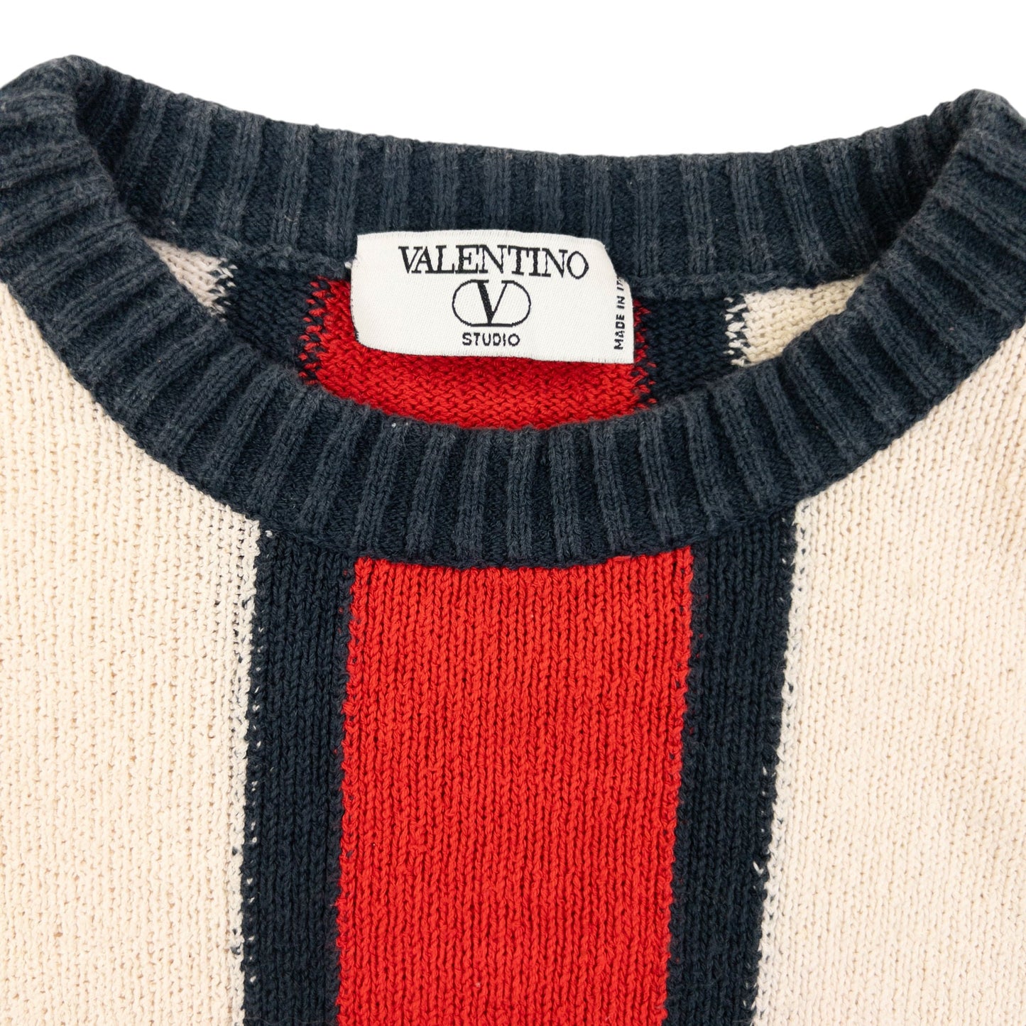 Vintage 90s Valentino Striped Jumper Size M | Medium, Red, Navy, Cream