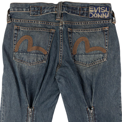 Vintage Evisu Zip Bondage Double Gull Japanese Denim  Jeans Size W30
