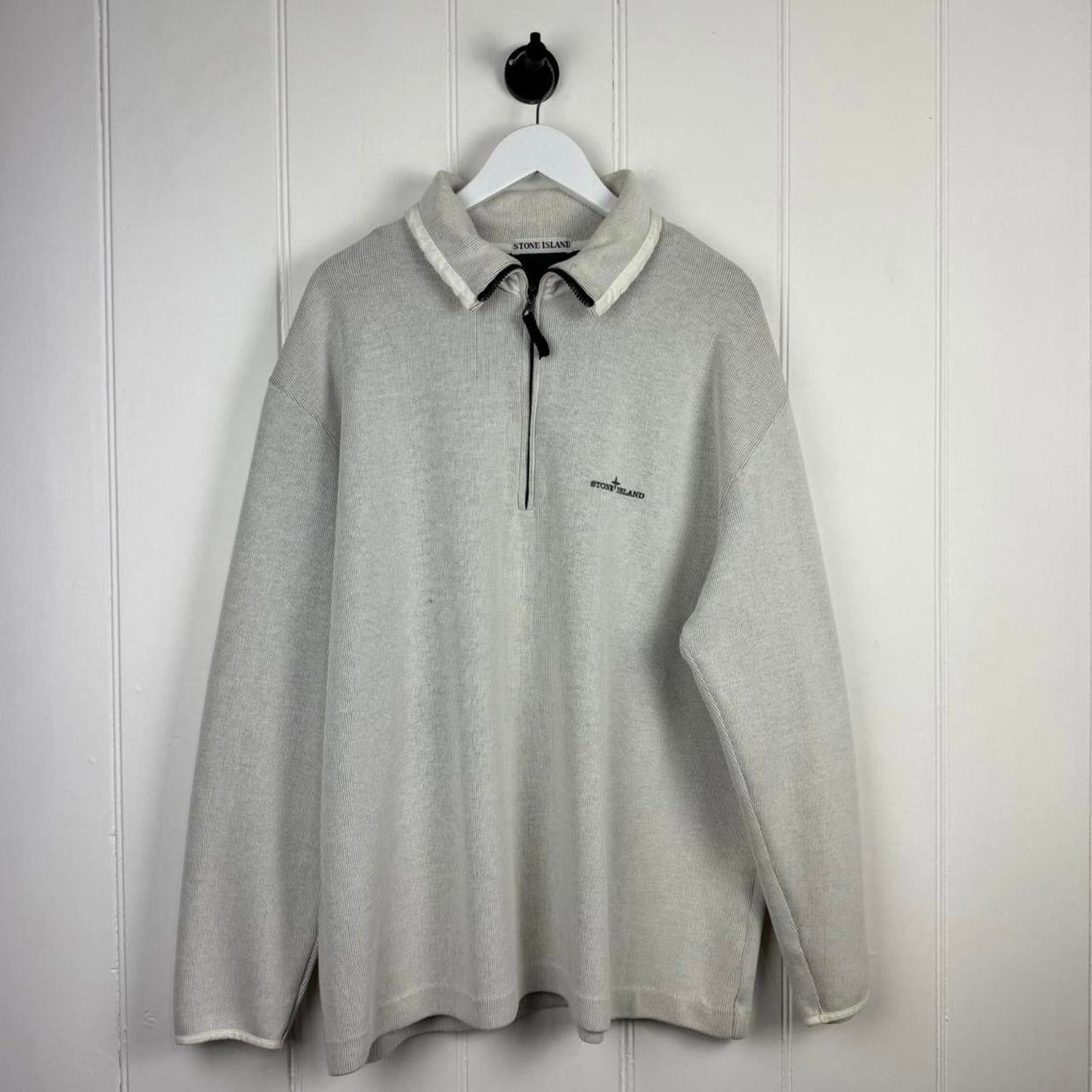 Stone Island Quarter Zip Knit Sweatshirt (XXL) | XXL, Grey