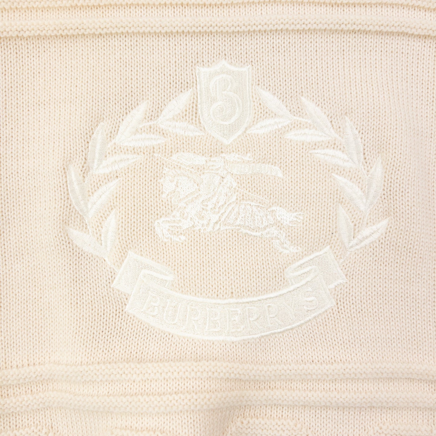 Vintage 90s Burberry Embroidered Wool Knit Jumper Size L | Large, Cream