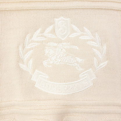 Vintage 90s Burberry Embroidered Wool Knit Jumper Size L | Large, Cream